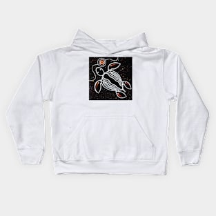 Aboriginal Art - Turtle Black Kids Hoodie